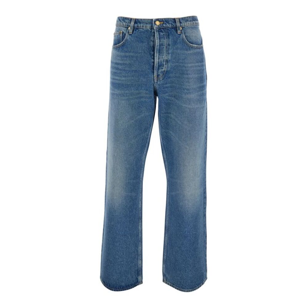 Golden Goose Men Blue Wide Leg Jeans In Cotton Man